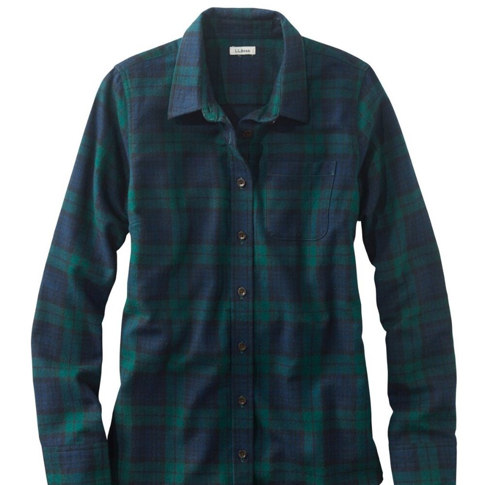 LL Bean Women's Scotch Plaid Flannel Shirt Slightly Fitted Medium